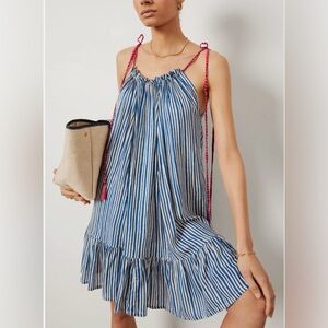 Natalie Martin Blue and White Striped Mini Dress